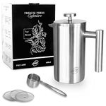 Pro@Home43 French Press Stainless Steel 0.6 L (4 Cups) Coffee Maker, Coffee Press, Coffee Maker, Coffee Press with Stainless Steel Dosing Spoon and Gift Box (0.6 Litres),PRO-600E