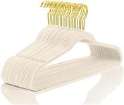 MIZGI Premium Velvet Hangers Pack 50 Pcs Heavyduty - Non Slip Slimline - Velvet Suit Hangers Ivory - Gold Hooks,Space Saving Clothes Hangers …