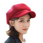 TMEOG Women's Beret Hat French Beret Winter Autumn Hat Ladies Girls Fashion Hats Beanie Cap Panel Baker Boy Flat Caps Newsboy Hats (Red)