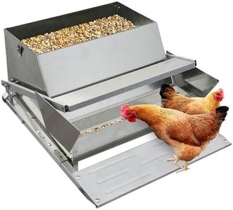 Automatic Chicken Treadle Feeder, 27 LB Galvanized Steel Poultry Feeder, No Waste, 10 Chickens for 11 Days, Outdoor Use, Suits Duck, Bantams, Pheasants, Roosters