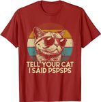 NoutAT Funny Cat Shirt Retro Tell Your Cat I Said Pspsps T-Shirt (Red,L)