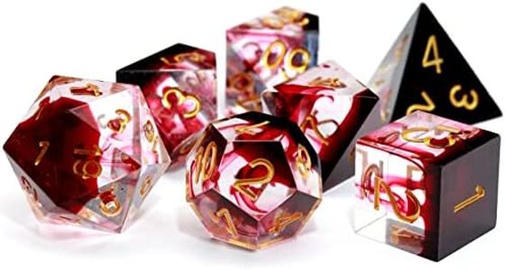 Haxtec Sharp Edge DND Dice Set Red Blood Swirls Resin Dice D&D Dice for RPG Role Playing Games Dungeons and Dragons Gift