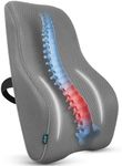 Vive Full Lumbar Cushion - Memory Foam Contour Support for Lower Back Pain - Ergonomic Pressure Relief for Office Chair, Car - Large Mesh Orthopedic Seat Backrest Roll for Improving Posture (Gray)
