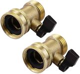 Heavy Duty Brass Garden Hose Connector with Shut Off Valve Brass Water Hose Parts 3/4 Inlet and Outlet Thread with Comfort Grip to Control Water Flow(2PACK)