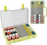 Battery Organizer Storage Case with Tester Checker. Batteries Holder Box Container for 120+ AA AAA 9V C D Lithium CR2025 CR1632 CR2032 Coin Cell Battery with Wall-Mounted Design -Green