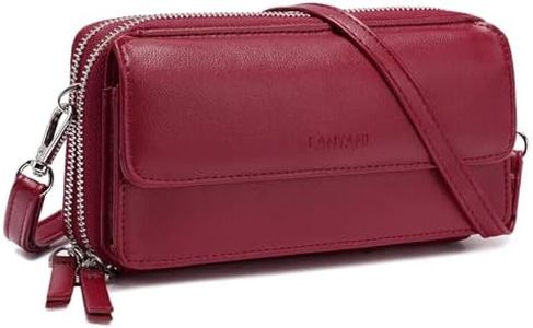 RFID Crossbody Wallet Wristlet Purse with Phone Pocket For Women Vegan Leather, Chinese Red, Small