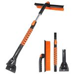 3-in-1 Car Snow Brush and Ice Scraper, 36 Inch Extendable Handle with 360° Rotatable Head, Multi - Functional Tool for Cars, SUVs and Trucks (Textured Grip)