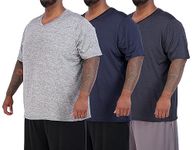 Real Essentials 3 Pack: Mens Big & Tall V-Neck Short-Sleeve Tech Stretch Dry-Fit T-Shirt (3X Tall-5X Tall), Set 2, 4X Tall