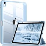 Witzon Compatible with iPad Air 5th Generation Case 2022 / iPad Air 4th 2020 Case with Pencil Holder, Clear Back Slim Stand Protective Smart Cover for Apple iPad Air 5/4 10.9 inch Cases, Sky Blue