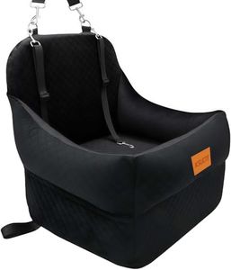KSUCTE Dog Booster Car Seat for Small/Medium Dogs up to 35 lbs, 7” Elevated Pet Car Seat with Memory Foam, Ultra Soft Fabric, Washable Cover, Safety Leash, Travel Bed for Cars (Black, Pro)