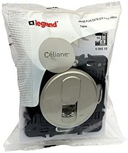 Legrand - Prise RJ 45 multimédia Céliane catégorie6 STP télévision , téléphone , informatique livré avec enjoliveur titane