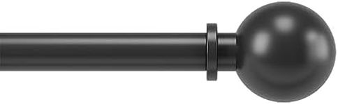 Umbra Bolas Modern 1-Inch Curtain Rod, Includes 2 Matching Finials, Brackets & Hardware, 72 to 144-Inch, Matte Black