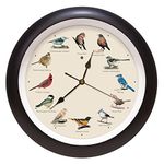 Mark Feldstein and Associates Original Singing Bird Wall Clock, 13 Inch (Black)