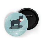 dhcrafts Pin Badges Blue Color Miniature Schnauzer Pet Dog Glossy Finish Design Pack of 1