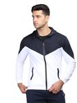 CHKOKKO Polyester Men Winter Sports Windcheater Oversized Zipper Standard Length Jacket White,Peach,Black Large