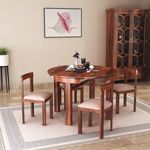 SONA ART & CRAFTS Solid Sheesham Wood Round Dining Table 4 Seater Dining Set Dinner Table for Dining and Living Room Furniture (Finish Color - Honey Teak Finish) DIY(Do-It-Yourself)