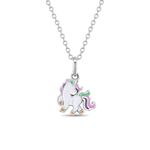 925 Sterling Silver Multicolor Enamel Unicorn Pendant Necklace for Little Girls and Preteens 16" - Magical Multicolored Rainbow Unicorn Necklace for Girls Birthday Gift or Dress Up Games