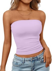 Trendy Queen Womens Strapless Tube Tops Basic Backless Sleeveless Bandeau Going Out Crop Tops Cute 2025 Summer Clothes Light Purple S