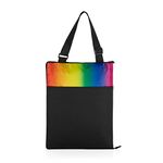 ONIVA - a Picnic Time brand - Vista Outdoor Picnic Blanket & Tote - Beach Blanket - Camping Blanket, (Rainbow with Black)