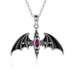 SHEAISRS Bat Necklace 925 Sterling Silver Celtic Cross Necklace Gothic Jewelry Gift for Women (Bat Necklace)