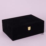 Each and Everything Luxury Classic Ornament Decorative Velvet Suede Trunk box for Gifting and Storage (Black)