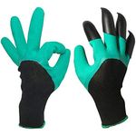 Rexmon Garden Gloves with Right Hand Fingertips ABS Plastic Claws for Pruning, Digging & Planting, One Size Fits All Unisex, Washable (Green) 1 Pair