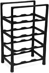 BIRDROCK HOME 12 Bottle Wine Rack - Free Standing Stand - Kitchen Countertop - Black Forged Metal - Vertical Shelf Storage Cabinet - Holder