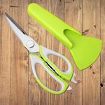 JIG'sMART 7 in 1 Multi-Purpose Kitchen Vegetable Cutting Scissor for Meat Cutting Shears for kitchen| Multifunctional Scissors with Protective Case, Nut Cracker & Bottle Opener (Pack of 1 multi color)