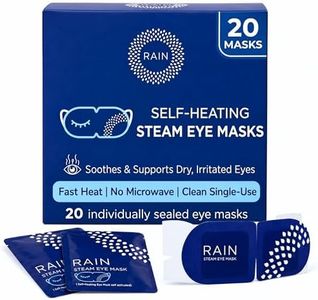 Rain - Heated Eye Mask for Dry Eyes, Self Heating Steam Eye Masks Disposable, Warm Compress for Eyes, Stye Treatment, Moist Heat, Unscented, No Microwave, Travel Ready (20 Masks)