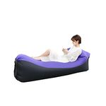 Surwin Inflatable Lounger Air Sofa Portable Waterproof Anti-Air Leaking Air Beach Chair, Inflatable Couch Chair for Outdoor Travelling,Camping, Pool,Hiking, Beach Parties (Purple,230x70cm)