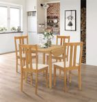 Hallowood Furniture Ledbury Small Round Dining Table and Chairs Set 4, Drop Leaf Table and Cream Fabric Padded Seat Chairs, Wooden Folding Table and Light Oak Chairs, Dining Room Set