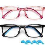 Kids Blue Light Blocking Glasses for Boys Girls Computer Gaming Glasses (Black+Red1)