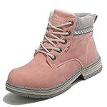 LEFUS Women's Snow Boots Fashion Winter Sneakers Outdoor Warm Shoes Fur Line High Ankle Boot Chukka Shoes (Pink, adult, women, numeric_7, numeric, us_footwear_size_system, medium)