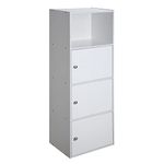 Convenience Concepts Xtra Storage 3 Door Cabinet with Shelf, Faux Birch, White