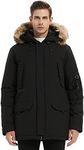 Molemsx Winter Jacket for Men, Mens Vegan Down Long Parka Winter Jacket Cold Weather Jackets Outdoor Sports Men's Waterproof Ski Jacket Snow Coat Mountain Hooded Snowboarding Jackets Black L-Regular