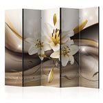 murando Decorative Room Divider Lily 225x172 cm / 89"x68" Single-Sided Folding Screen 5 Panels Room Partition Non-Woven Canvas Print Opaque Photo Display b-A-0307-z-c