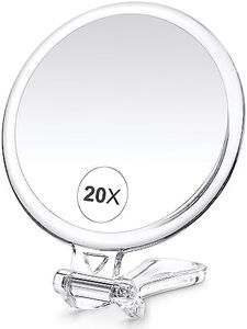 B Beauty Planet 20X Magnifying Home Mirror, Round 5'' Handle for Travel, Double-Sided 1X/20X, Foldable Makeup Mirror, Tabletop Mount