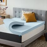 LUCID 4 Inch Gel Memory Foam Mattress Topper-Ventilated Design-Ultra Plush-Queen Blue