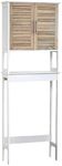 TENDANCE Over The Toilet Storage Cabinet with Dual Doors and Open Shelf, Space-Saving Bathroom Storage Cabinet for Toiletries, White and Oak Finish - Stockholm Collection