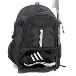 Athletico Youth Lacrosse Bag - Extra Large Lacrosse Backpack - Holds All Lacrosse or Field Hockey Equipment - Two Stick Holders and Separate Cleats Compartment (Black)