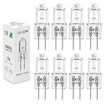 BROTOU G4 Halogen Bulbs, 20W 12V 300LM 2800K Warm White 2 Pin Clear Capsule Lamp Bulbs, Dimmable (8)