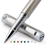 Scriveiner Stainless Steel Rollerball Pen - Stunning Luxury Pen with Stainless Steel Finish, Schmidt Ink Refill, Best Roller Ball Pen Gift Set for Men & Women