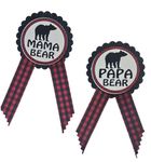 Mama Bear & Papa Bear Baby Shower Pins Daddy to Be Pin Buffalo Plaid Gender Reveal, Red & Black Pin, Baby Sprinkle, One Size, cardstock grosgrain ribbon