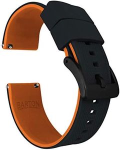 BARTON WATCH BANDS Quick Release Elite Silicone Watch Bands, Black Top/Pumpkin Orange Bottom & Black PVD Buckle, 20mm