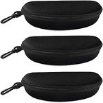 3 Pack Zipper Shell Eyeglasses and Sunglasses Case with Plastic Carabiner Hook