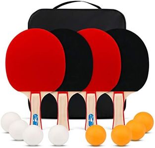 XGEAR Ping Pong Paddle Set, Complete Table Tennis Set, Table Tennis Racket Set, 4 Paddles, 8 Balls, Portable Storage Case, Optimize Spin and Control, for Indoor Outdoor Play