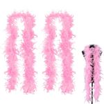 YSBCNK 2Pcs 2m Pink Feather Boa, Feather Boa, Pink Boa, Feather Boa Pink, Feather Boa Fancy Dress Accessory, For Cosplay,Carnival,Wedding,Halloween Holiday Dancing Wedding Party (Pink)