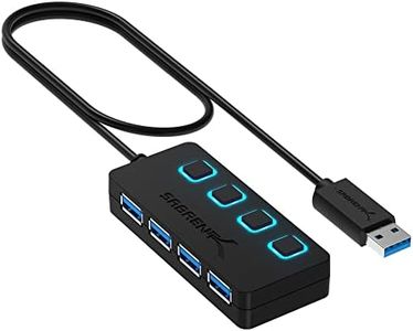 SABRENT Hub de 4 Puertos USB con interruptores de alimentación Individuales y LED | USB 3.0 | para PS5, Xbox, PC, y Gaming [HB-UM43]