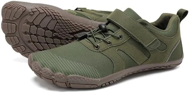 Grand Attack Barefoot Shoes Men Wide Toe Box Zero Drop Men's Trail Running Cross-Trainer Wrestling Boxing Weightlifting Walking Shoes, 5943-4a Army Green, 9.5 Wide