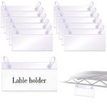 60Pcs Label Holders, Plastic Basket Label Clips with Easy Button Lock Design, Wire Shelf Label Holder Wire Rack Display Holder Price Sign for Home Market (60pcs Label Paper Included)